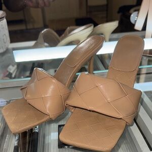 Tan Leather High Heel Sandals